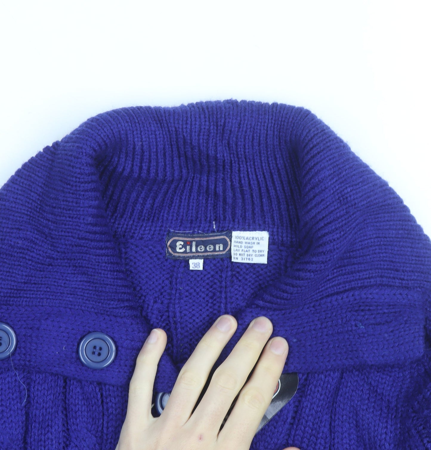 Eileen Women's Blue Cable-Knit Long Sleeve Button Cardigan Size 12