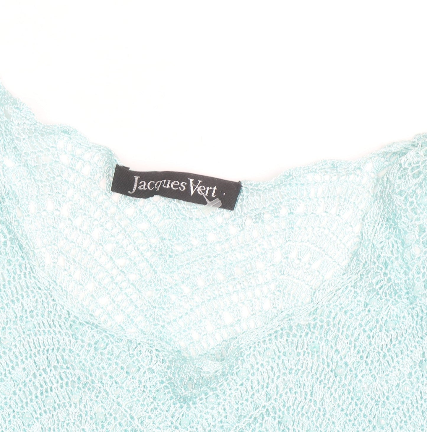 Jacques Vert Women's Blue Open-Knit Short Sleeve Pullover Jumper L