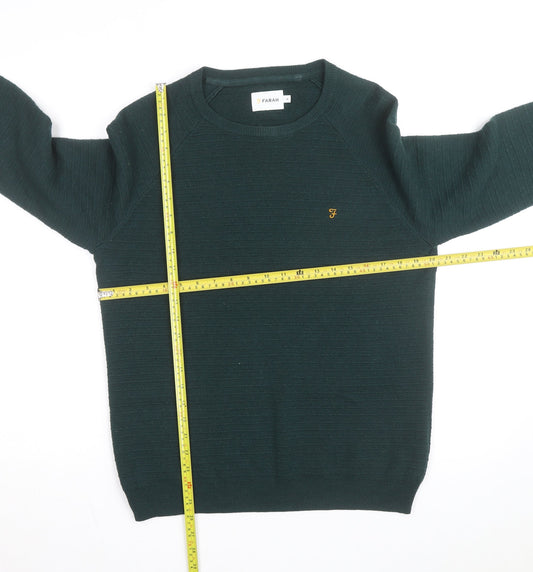 Farah Men’s Green Cotton Crew Neck Pullover Jumper Size M