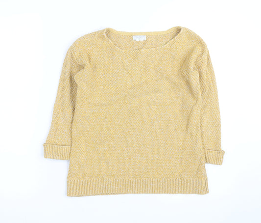 FatFace Women's Yellow Scoop Neck Knit Jumper Size M