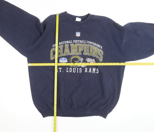 Gildan Men's Navy St. Louis Rams NFL Champions Crew Neck Sweatshirt XL