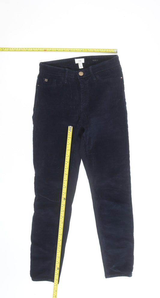 River Island Women Blue Corduroy Skinny Trousers Size 10