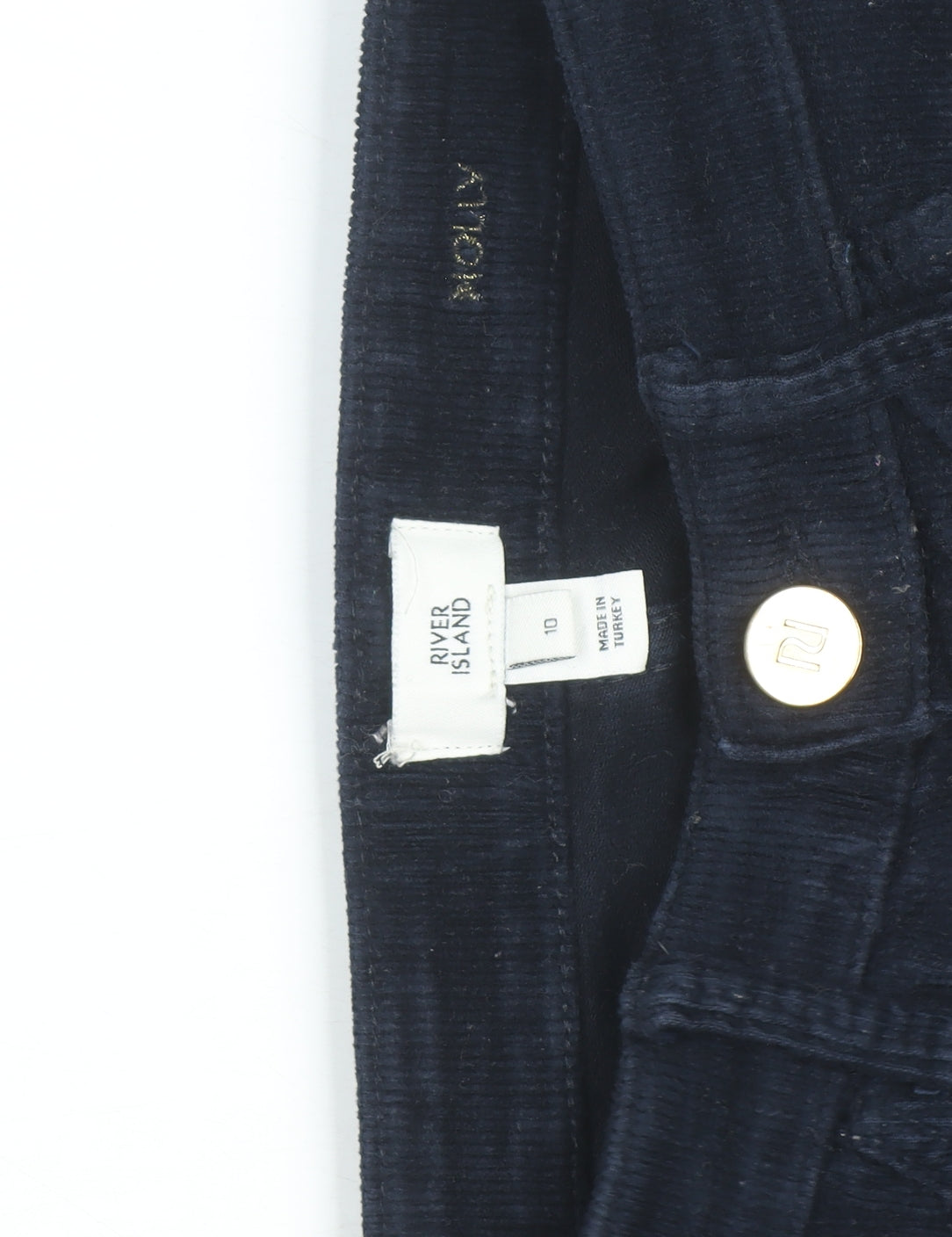 River Island Women Blue Corduroy Skinny Trousers Size 10