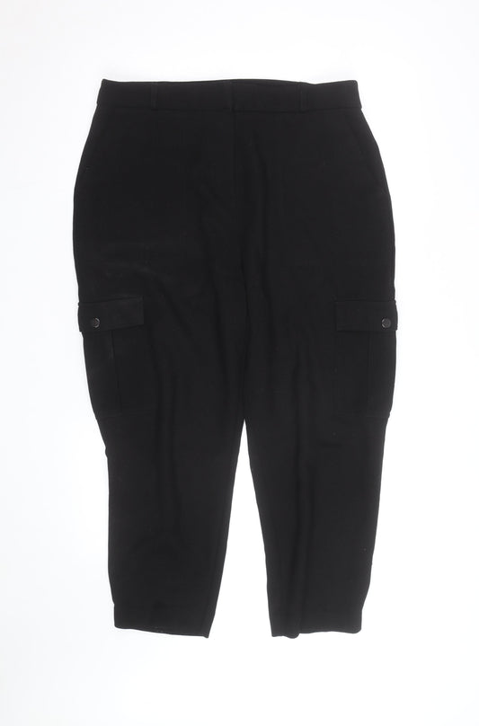 Mint Velvet Women's Black Slim Cargo Trousers Size 16S