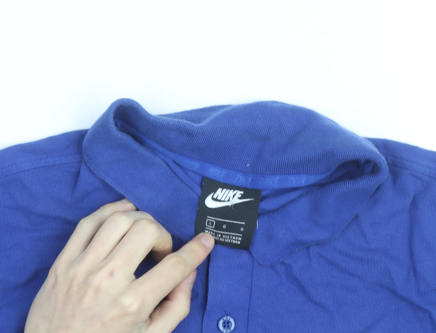 Nike Men's Blue Cotton Short Sleeve Polo Shirt Size L