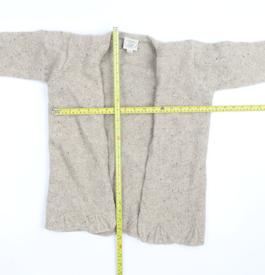 Lauren Ashley Women Beige Petite Wool Cardigan Size Small