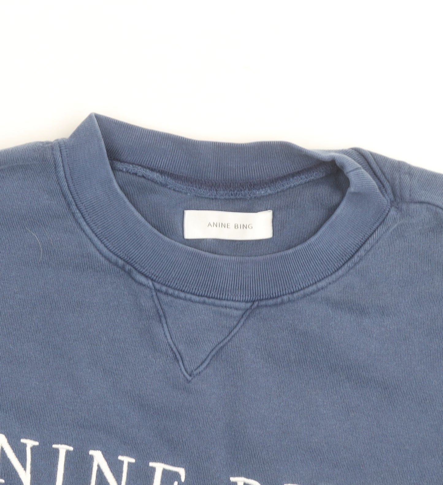 Anine Bing Womens Blue Cotton Crew Neck Pullover Sweatshirt M