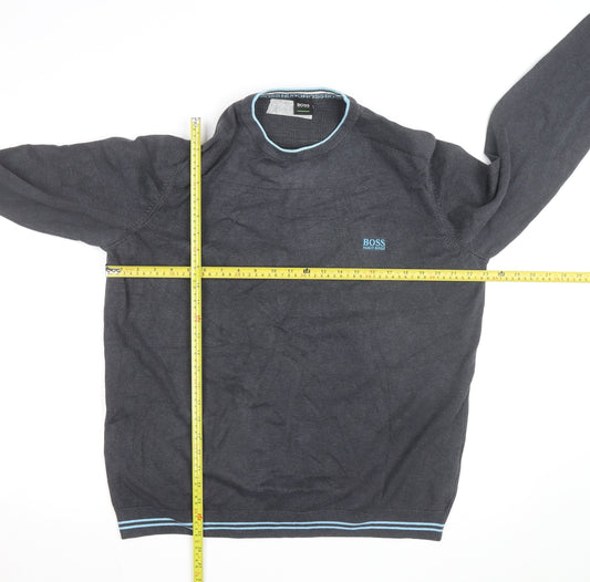 Hugo Boss Men's Grey Cotton Crew Neck Pullover Jumper XXL