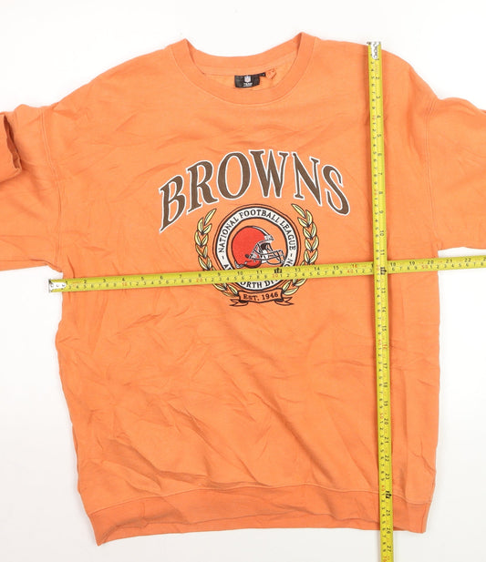 NFL Team Apparel Mens Orange XS Pullover Sweatshirt Crew Neck Browns Logo