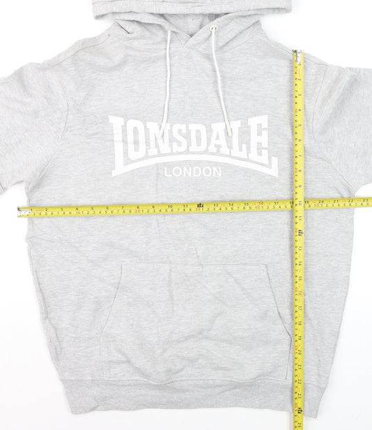 Lonsdale Mens Grey Pullover Hoodie Medium Sports Fleece