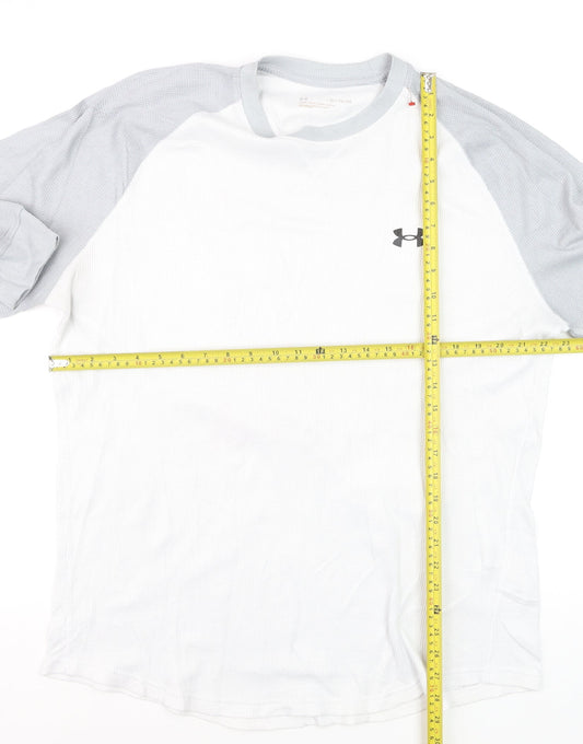 Under Armour Mens White Grey XL Long Sleeve Crew Neck Casual Top
