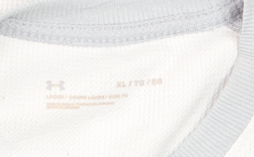 Under Armour Mens White Grey XL Long Sleeve Crew Neck Casual Top