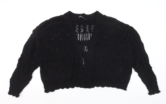 Yours Women Black Plus Size 22 Open Knit V-Neck Cardigan