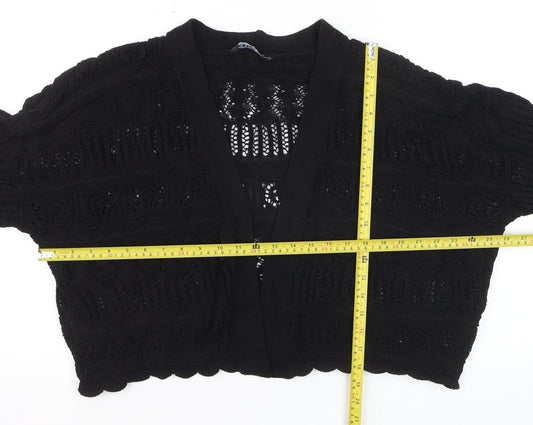 Yours Women Black Plus Size 22 Open Knit V-Neck Cardigan