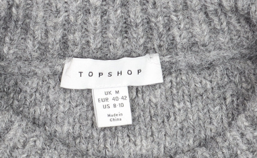 Additional view of Topshop Grey Cable-Knit Crew Neck Jumper M unisex long sleeve