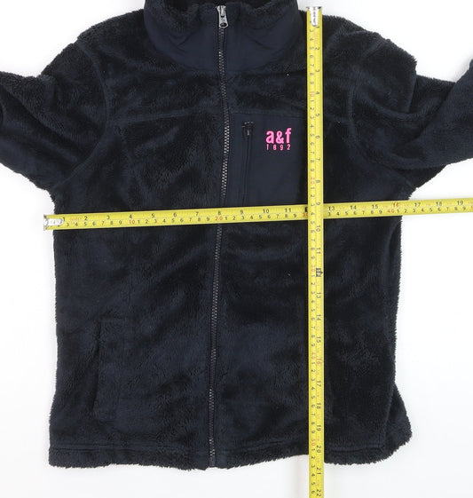 Abercrombie Girls Black XL Full Zip Fleece Hoodie Jacket