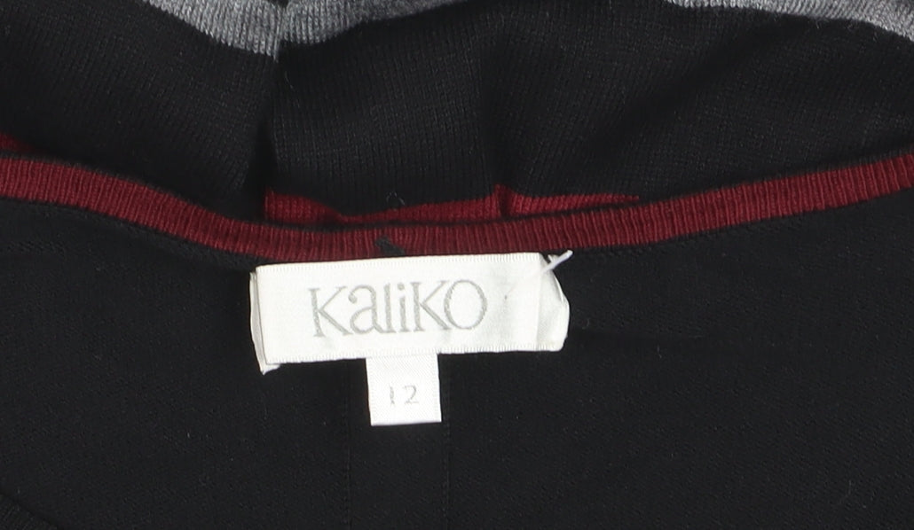 Additional view of Kaliko Women Black Striped Fit & Flare Knit Dress, size 12
