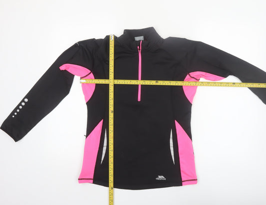 Trespass Womens Black Pink 1/4 Zip Long Sleeve Active Pullover UK 12