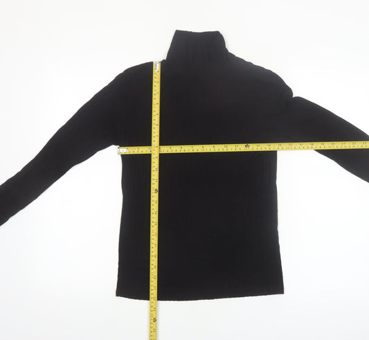 Tif Tiffy Women's Black Roll Neck Long Sleeve Slim Fit Top Size L