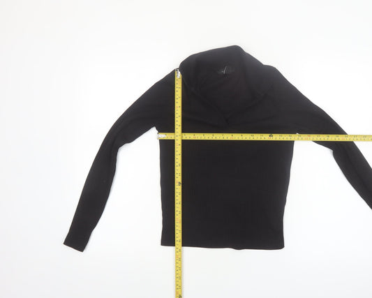 New Look Women's Black Collared Long Sleeve Knit Top Size 12