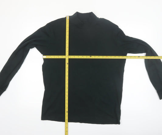 Uniqlo Men Black M Mock Neck Long Sleeve Cotton Top