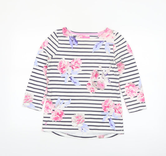 Joules Women’s Multicoloured Floral Stripe 3/4 Sleeve Cotton Tunic Top Size 8