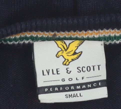 Lyle & Scott Men's Blue Cotton Crew Neck Golf Jumper Small
