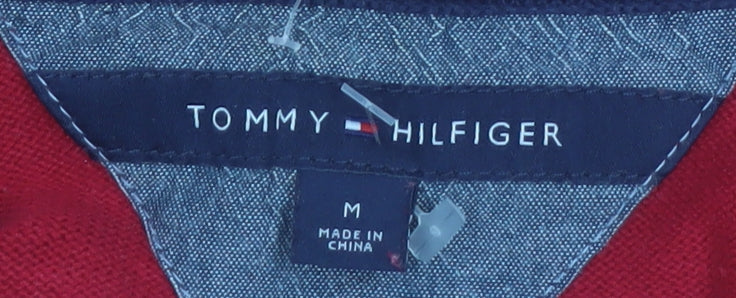 Tommy Hilfiger Men's Red Half Zip Cotton Jumper Size M