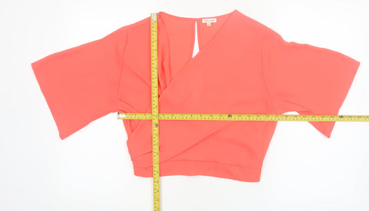 River Island Womens Pink Wrap Blouse Size 10 Kimono Sleeve