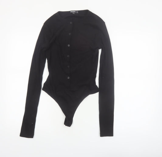 Missguided Tall Women's Black Long Sleeve Button Bodysuit Size 8