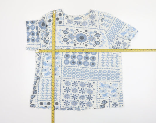 Next Women's Blue Floral Short Sleeve Tunic Blouse Size 16