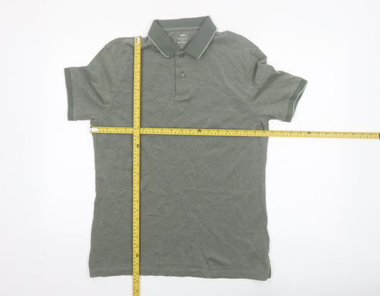 Marks and Spencer Men's Green Regular Fit Polo Shirt M
