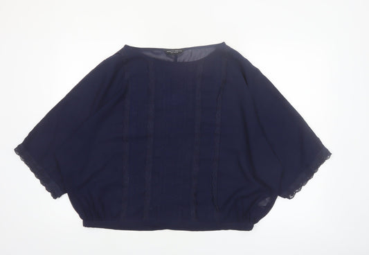 Dorothy Perkins Women's Blue Lace Trim Tunic Blouse Size 14