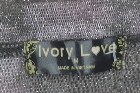 Ivory Love Women's Brown Floral Sheer Mesh Long Sleeve T-Shirt Size M