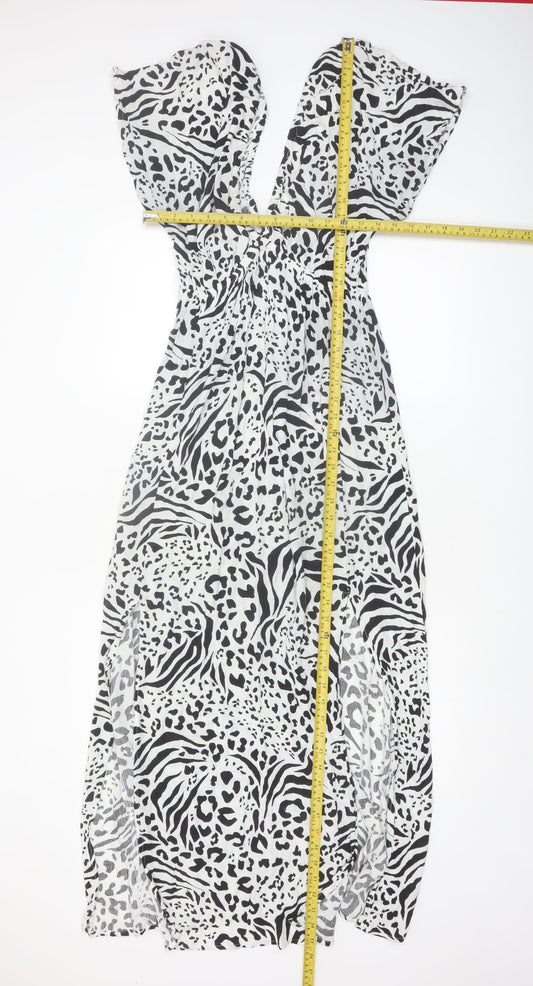 New Look Women’s Black Animal Print Maxi Dress Size M Viscose