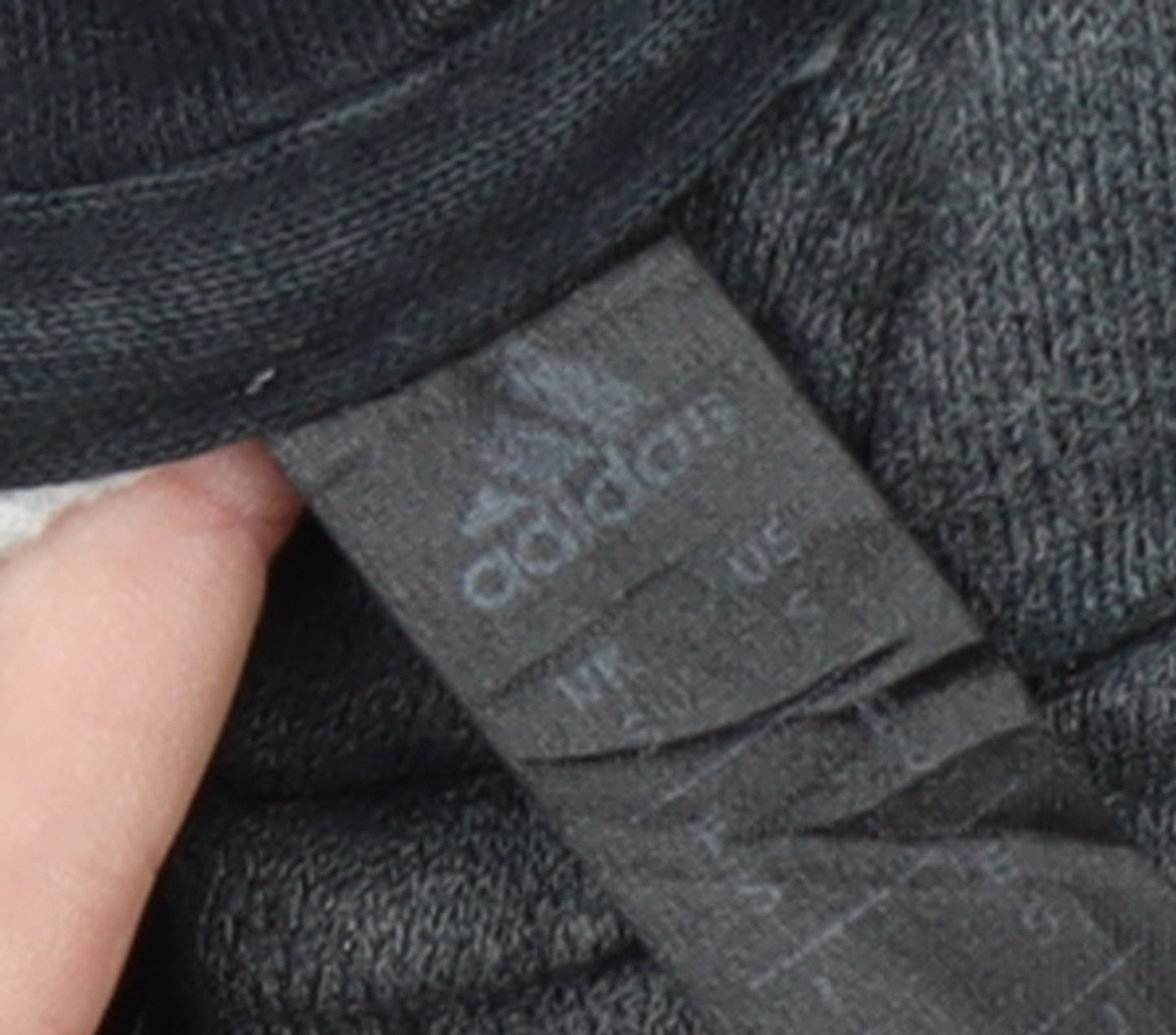 Brand and care label for Adidas Women Dark Grey Full Zip Hoodie, size M, Hooded Sweatshirt
