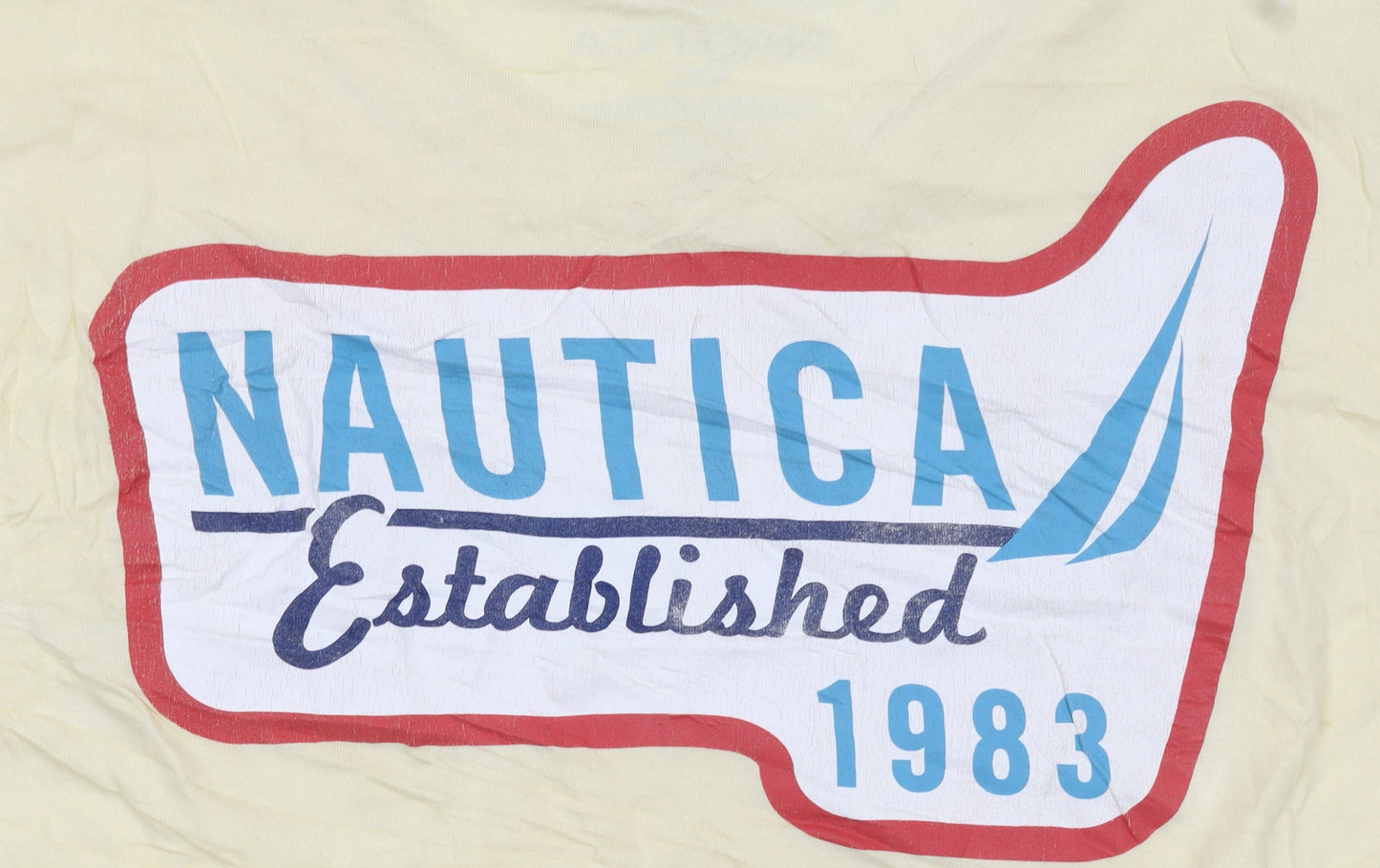 Nautica Men's Beige Graphic Print 2XL Cotton Crew Neck T-Shirt