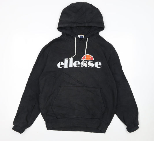 Additional front view of Ellesse women’s black uk 12 pullover hoodie with logo front