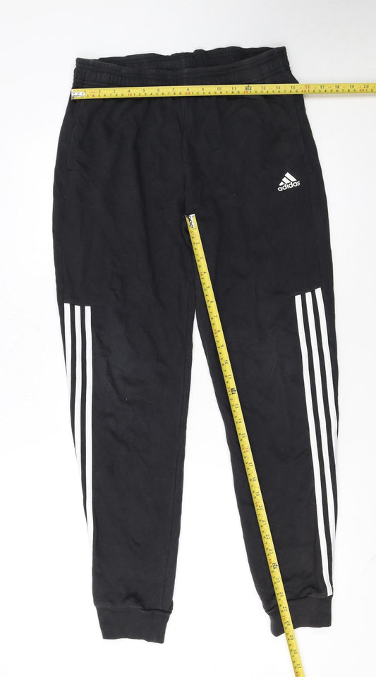 adidas Boys Black Jogger Trousers 15-16 Years Elastic Waist Activewear