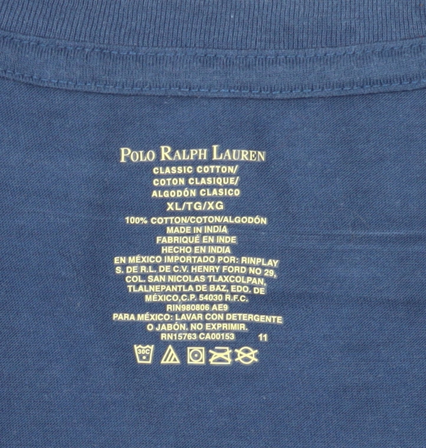 Polo Ralph Lauren Men's Blue V-Neck Cotton T-Shirt XL