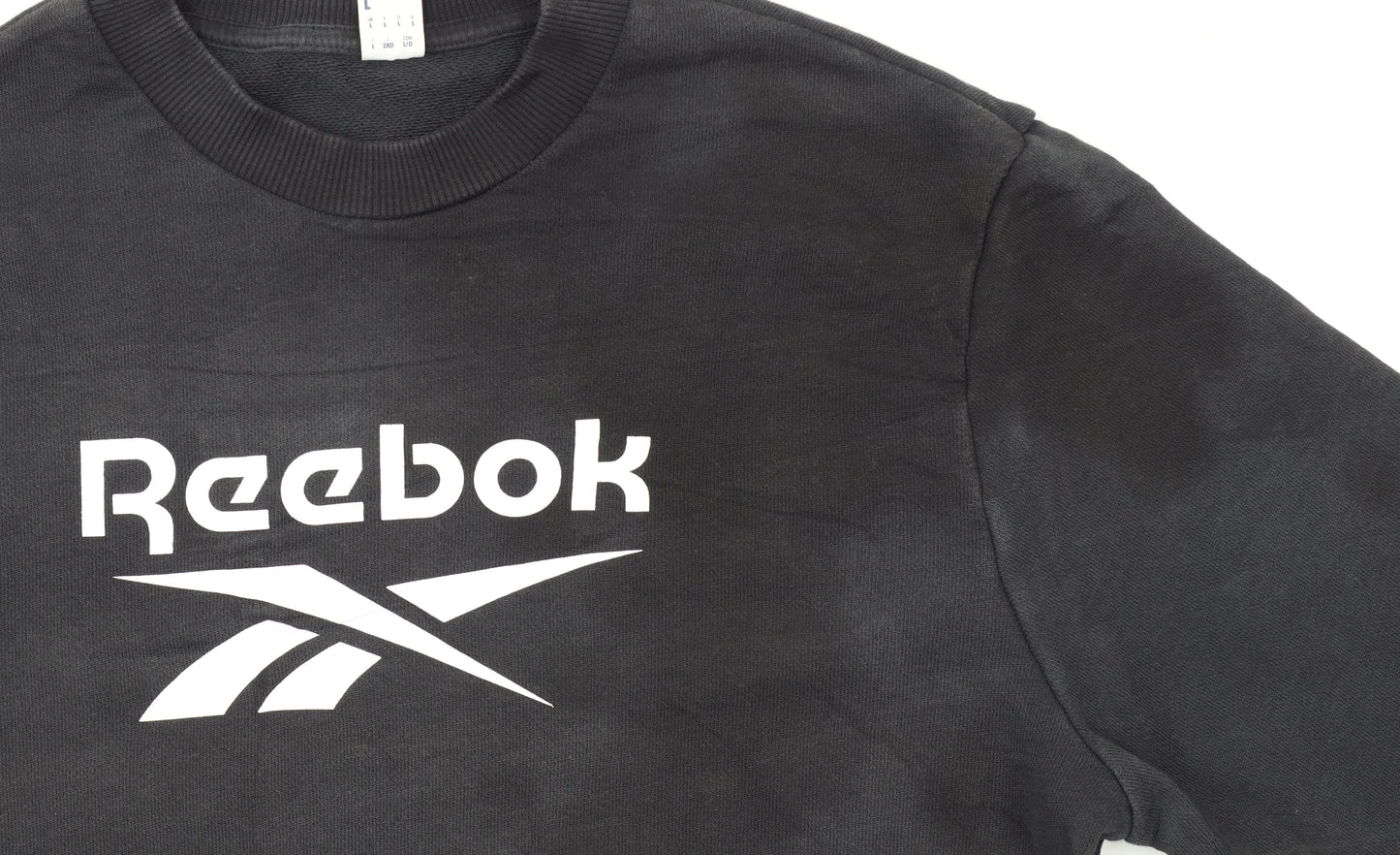 Reebok Men Black Crew Neck Pullover Sweatshirt L