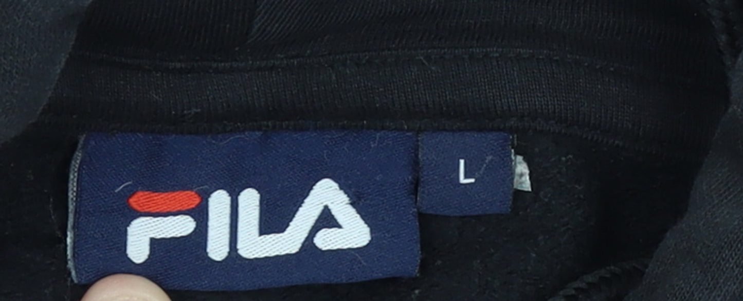 Fila Men's Black Pullover Hoodie L Sports Graphic Logo Sweatshirt