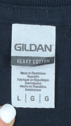 Gildan Men's Black Manchester Football Heavy Cotton T-Shirt Size L