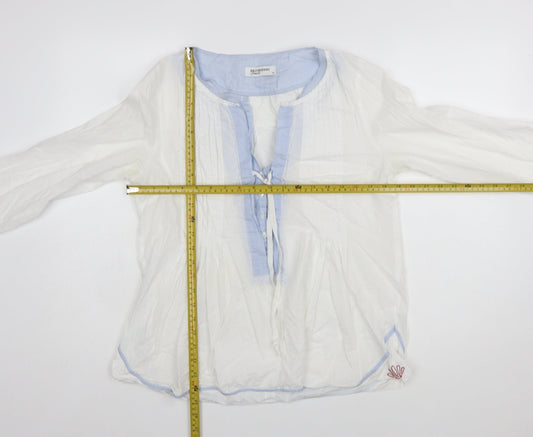 Greenhouse Female Women’s White Cotton Tunic Style Long Sleeve Blouse Size 12