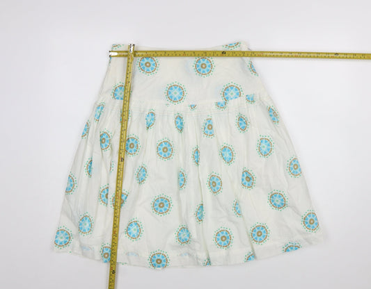 White Stuff Womens White Cotton A-Line Knee Length Skirt Size 10