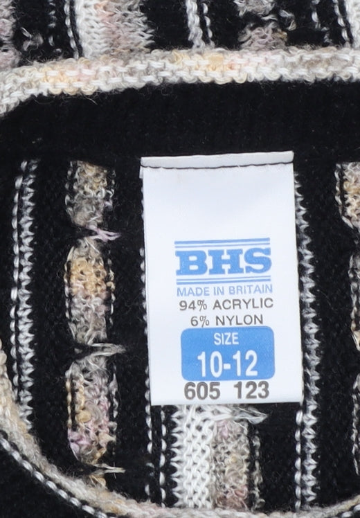 BHS Womens Multicoloured Striped Acrylic Knit Jumper Size 10-12