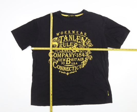 Stanley Workwear Men's Black Crew Neck Cotton Graphic T-Shirt XL