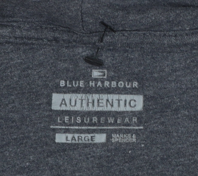 Marks and Spencer Men’s Grey Full Zip Hoodie Large Blue Harbour