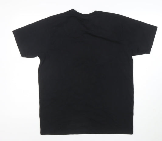 Wild Collection Men’s Black Tiger Eyes Graphic Animal Print T-Shirt L