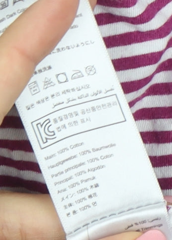 Joules Women’s Multicoloured Striped Long Sleeve Cotton Ringer T-Shirt UK 10